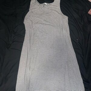 Navy and White Striped Sleeveless Dress